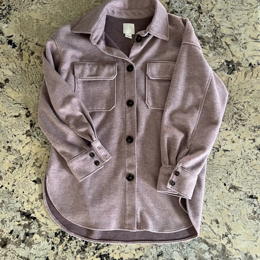 H&M Purple Utility Jacket with Cozy Fabric and Prominent Collar
